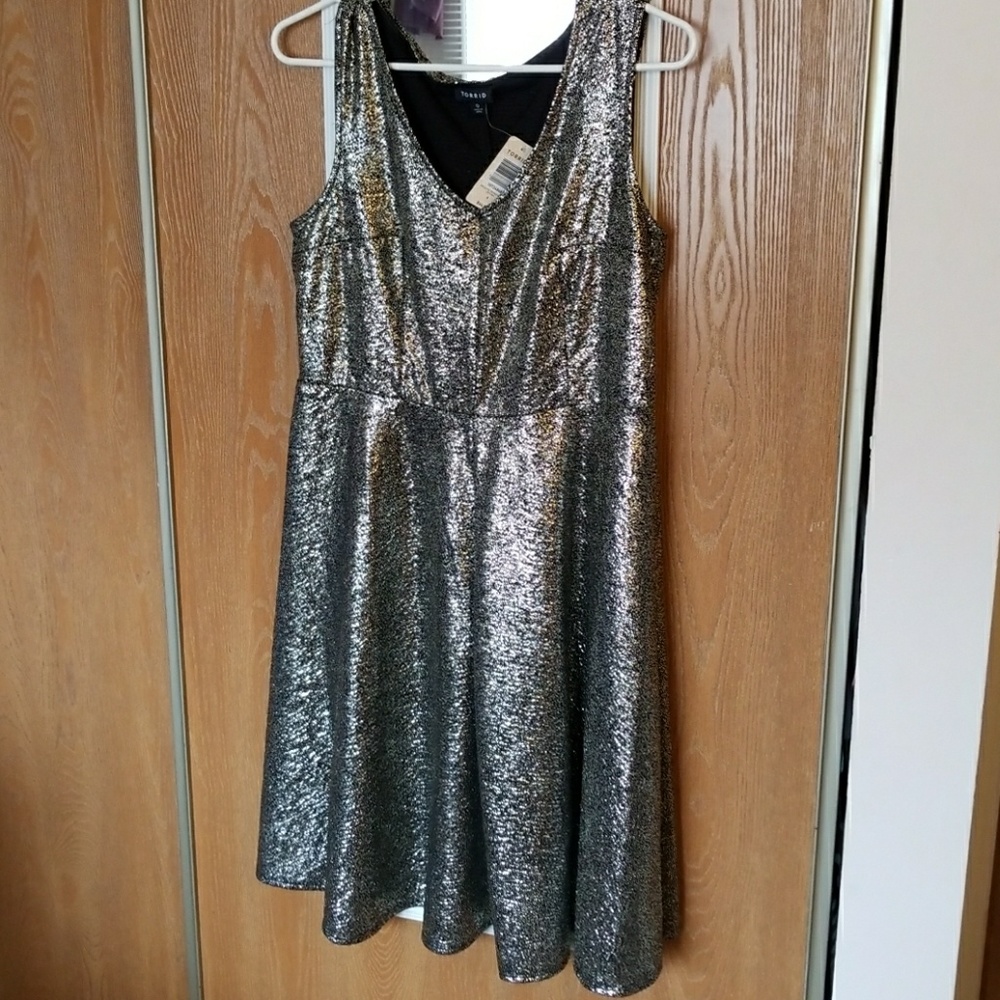 Torrid Champaign Foil Skater Dress, SIZE 0